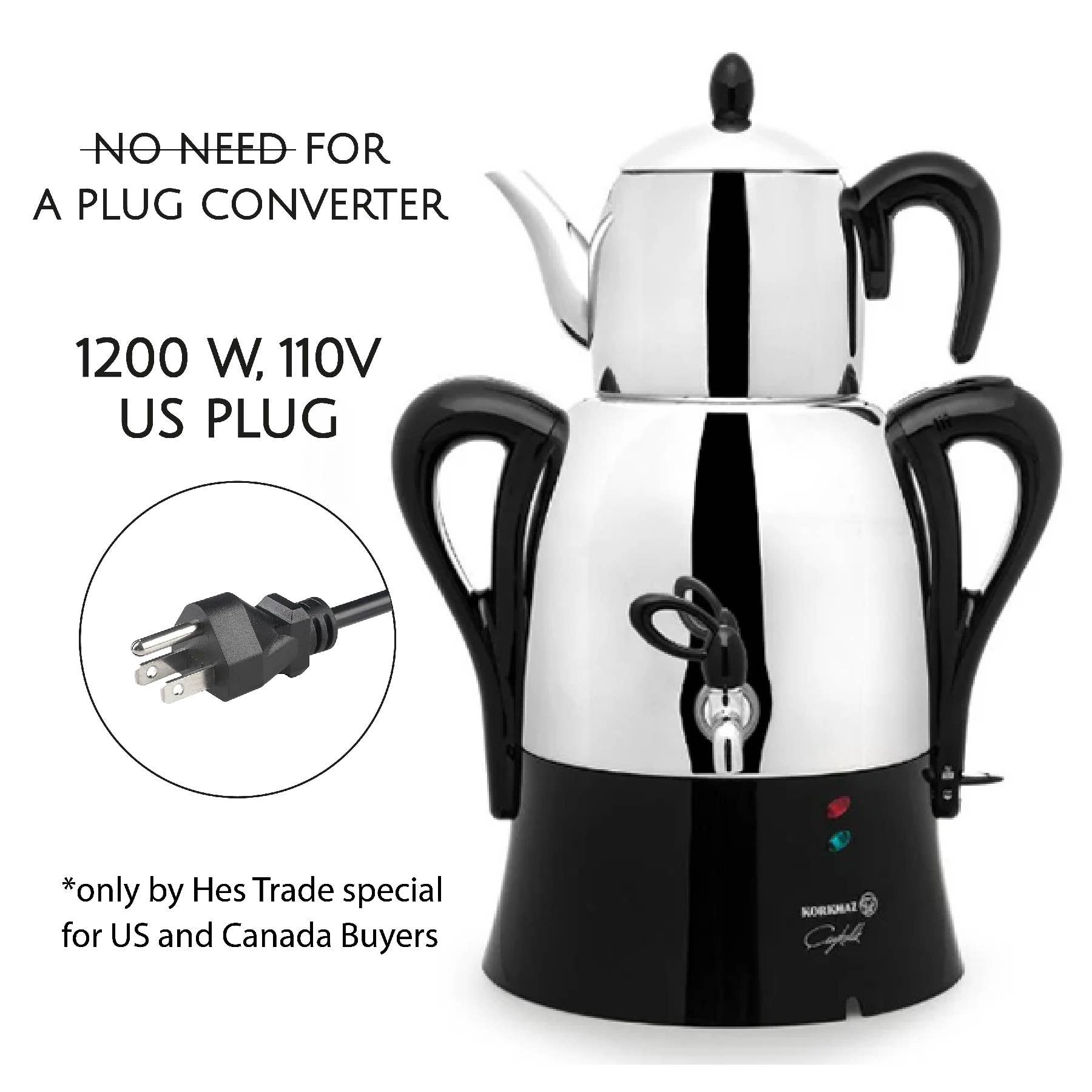 Hakan - Wholesale Kitchen Appliance - Caykolik A341-14 Stainless Steel Samovar, 110 V US Plug4