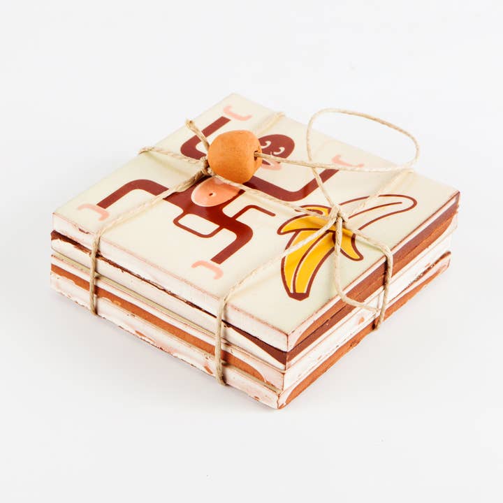 Monkeys and Bananas Coasters for wholesale by Bussoga