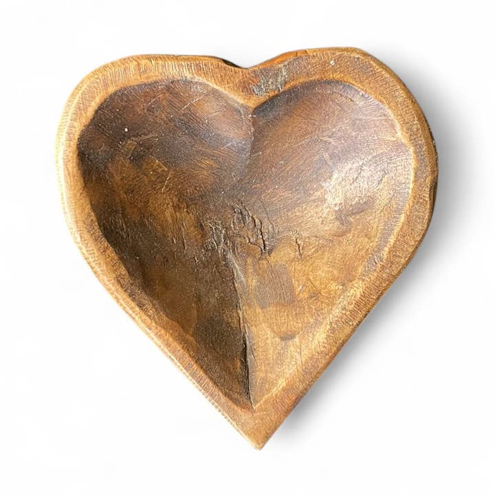 Hand Carved Wooden Heart Bowl for wholesale by Suzie Blue Canada