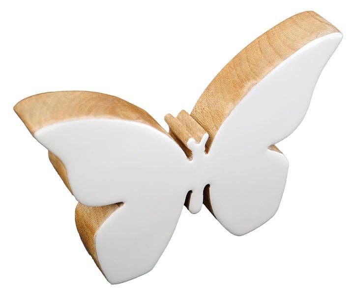 Will's Company - Wholesale Decorative Tabletop Object - Wood Butterfly with White Enamel Finish - 2 sizes2