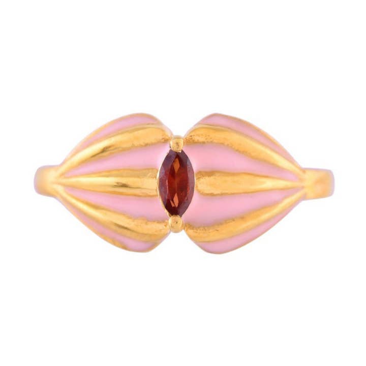 Granat vergoldeter Emaille-Ring, minimalistisch zarter Schmuck für den Großhandel von Misteerious Seed