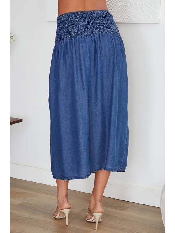 VENTI6 - Wholesale Skirt - Women's - SMOKED WAIST MIDI SKIRT (68884)10