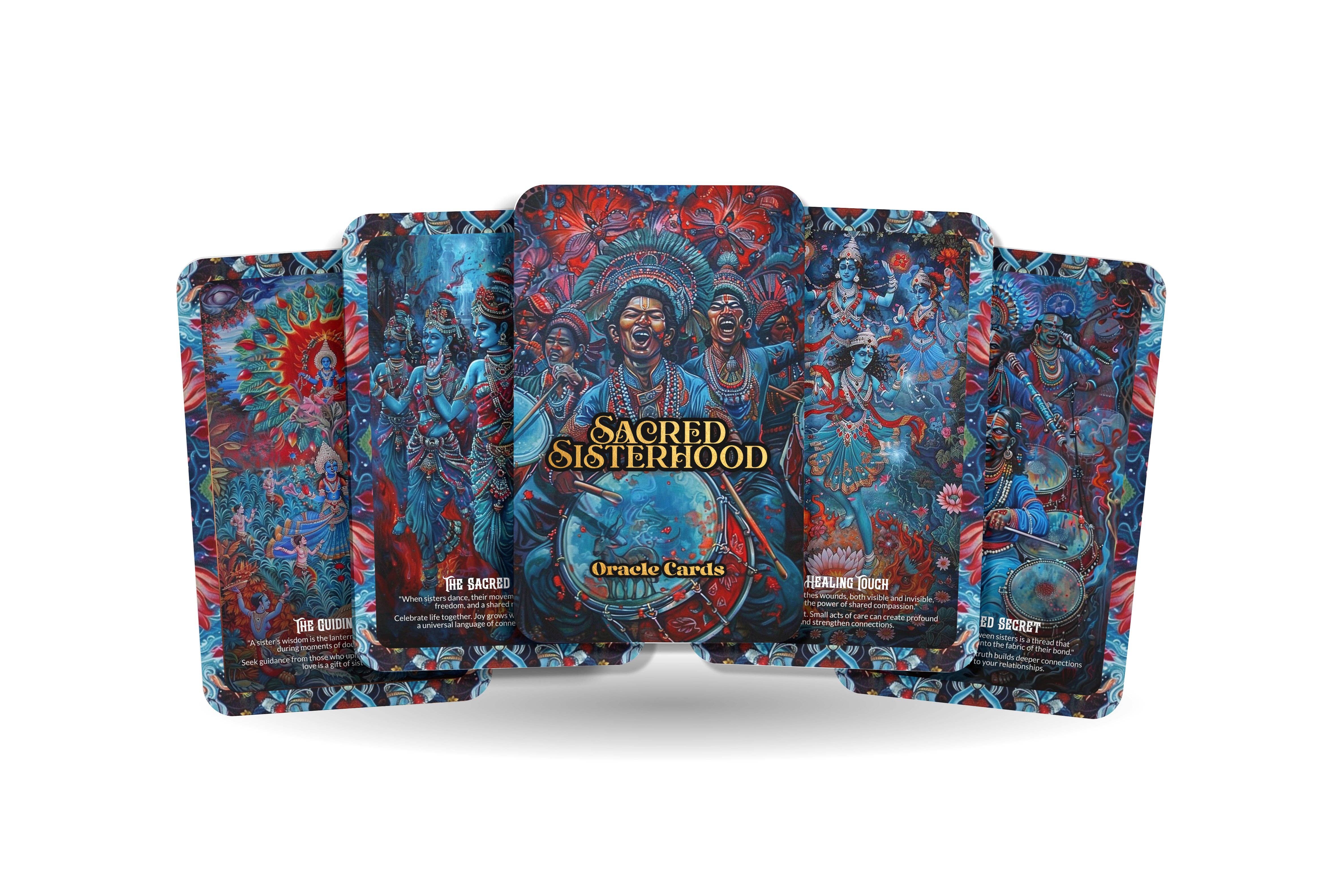 IBIZA TAROT - Wholesale Tarot Cards - Sacred Sisterhood Oracle: Celebrate the power of feminine connection with this 22-card deck, nurturing sisterhood and inner wisdom.0