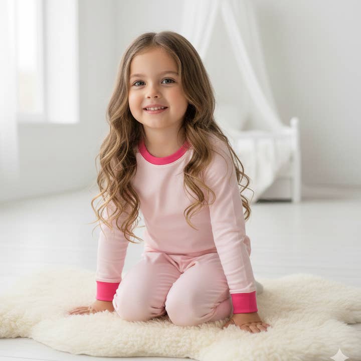 Signature Bunzi Organic Cotton Kids Pajamas - Light pink for wholesale on Faire1