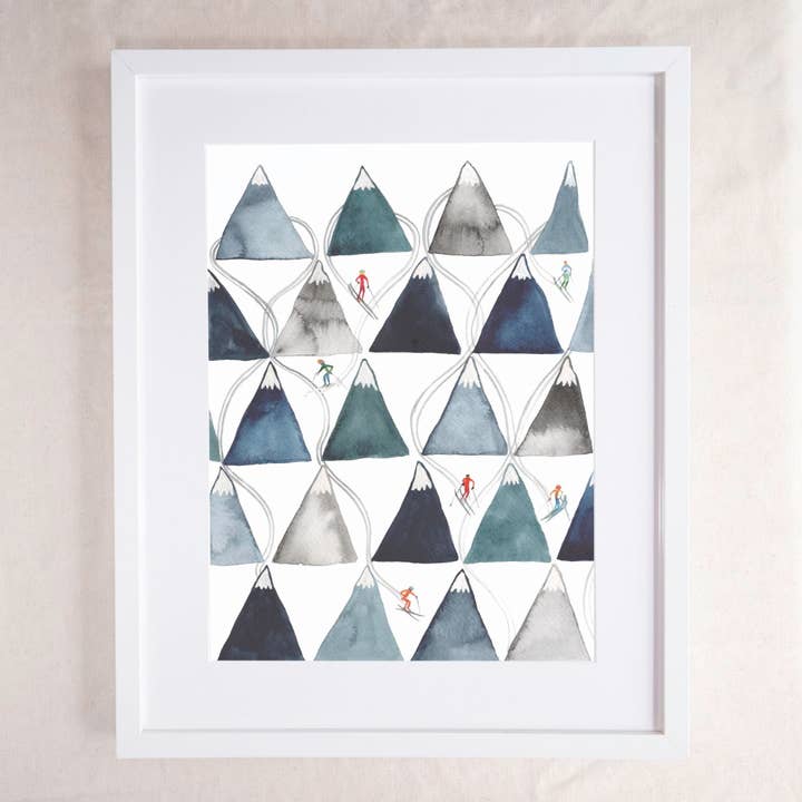 Ski Mountain — Impression artistique sur les sports d'hiver pour la vente par Hattie Buckwell