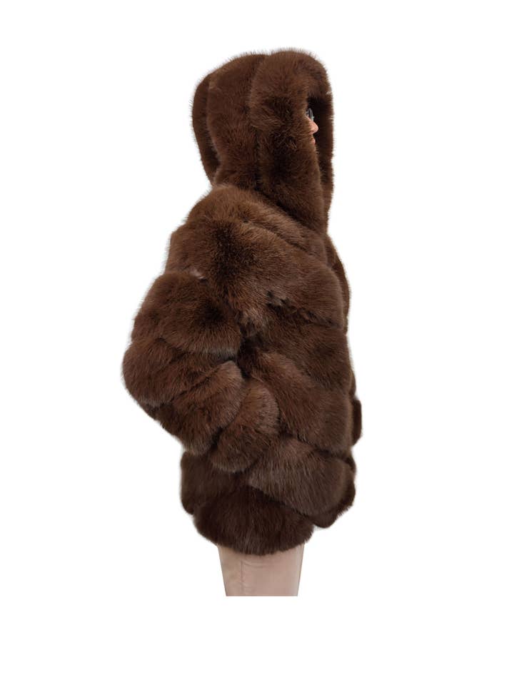 Florence Leather – wholesale Päls/fuskpäls - Dam – Eco pälsjacka med huva och dragkedja1