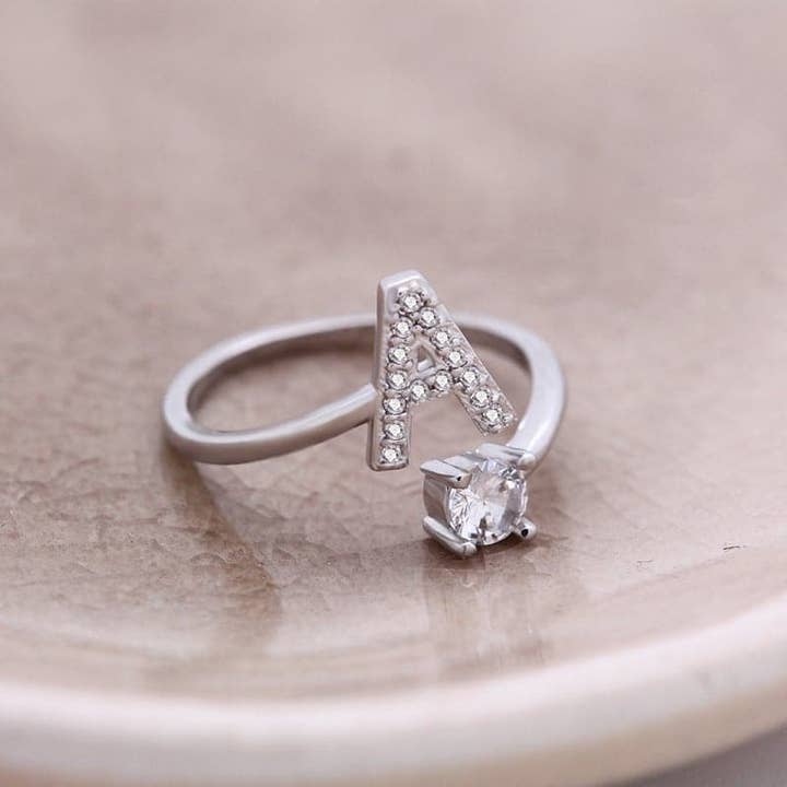 Mint & Lily - Vente Bague avec plusieurs pierres - Bague initiale ajustable Pave3