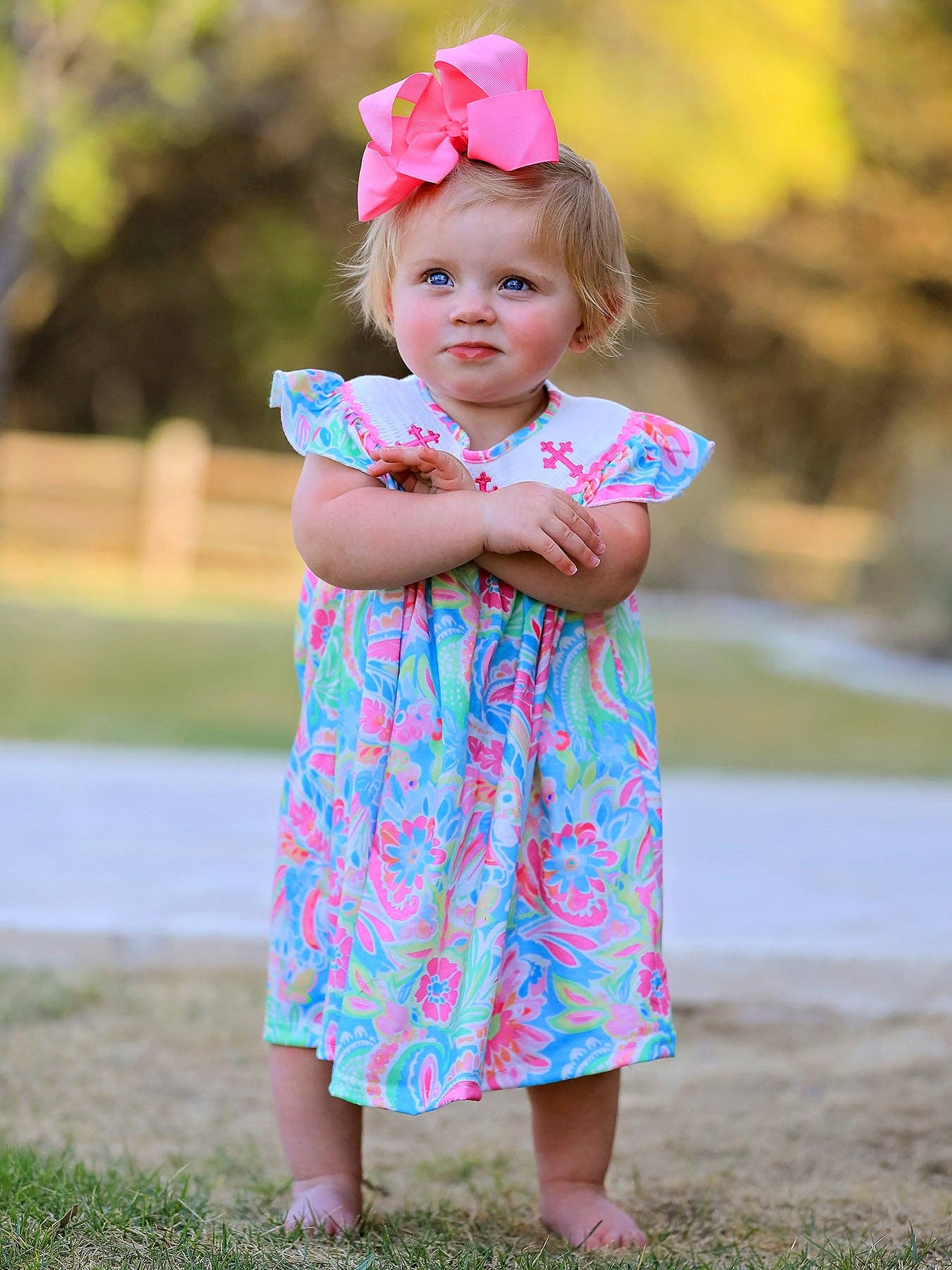 Rylee Faith Designs - Wholesale Dress - Baby - Easter Cross Smocking Embroidery Baby Girl Dress3