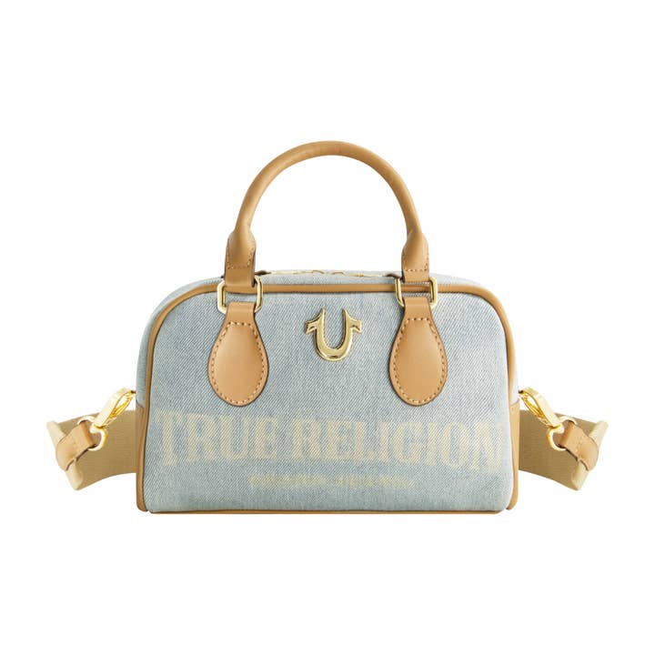 True Religion Denim Logo Mini Satchel Crossbody Bag, LIGHT BLUE for wholesale by True Religion