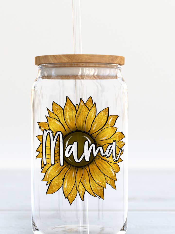 Herbst-Sonnenblume Mama Glasdose, Herbstglasbecher für den Großhandel von NRealesDesign