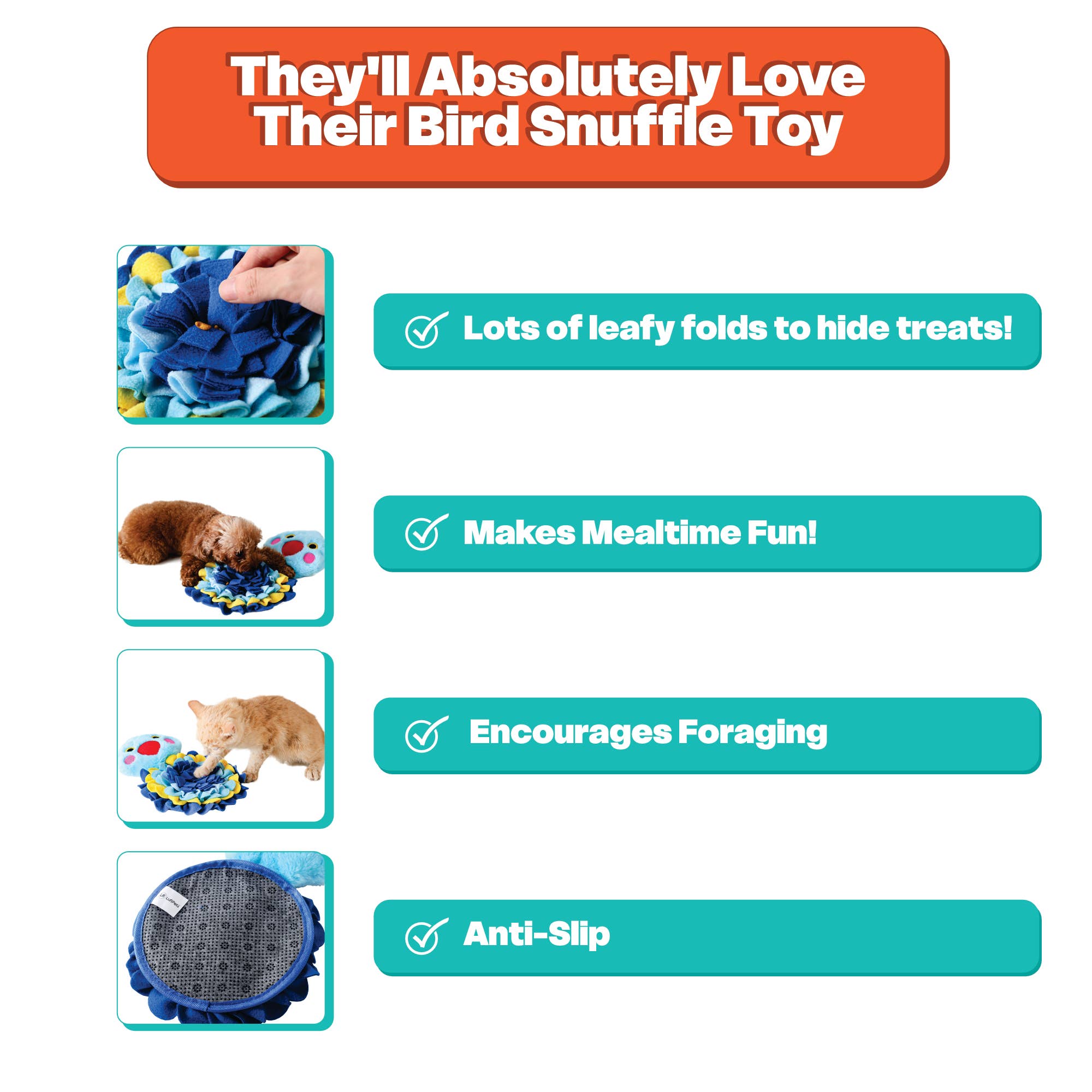 LUFTPETS - Wholesale Pet Plush Toy - Dog - Bird Snuffle Mat for Dogs & Small Pets- Washable & Squeaky2