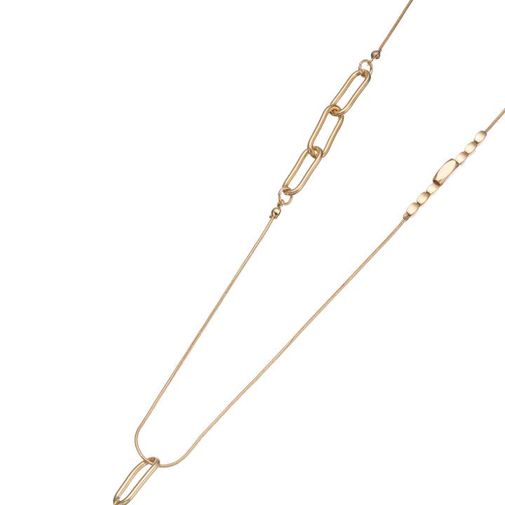 LesliiLange Necklace Natural Stone Drop Blue Gold for wholesale on Faire1