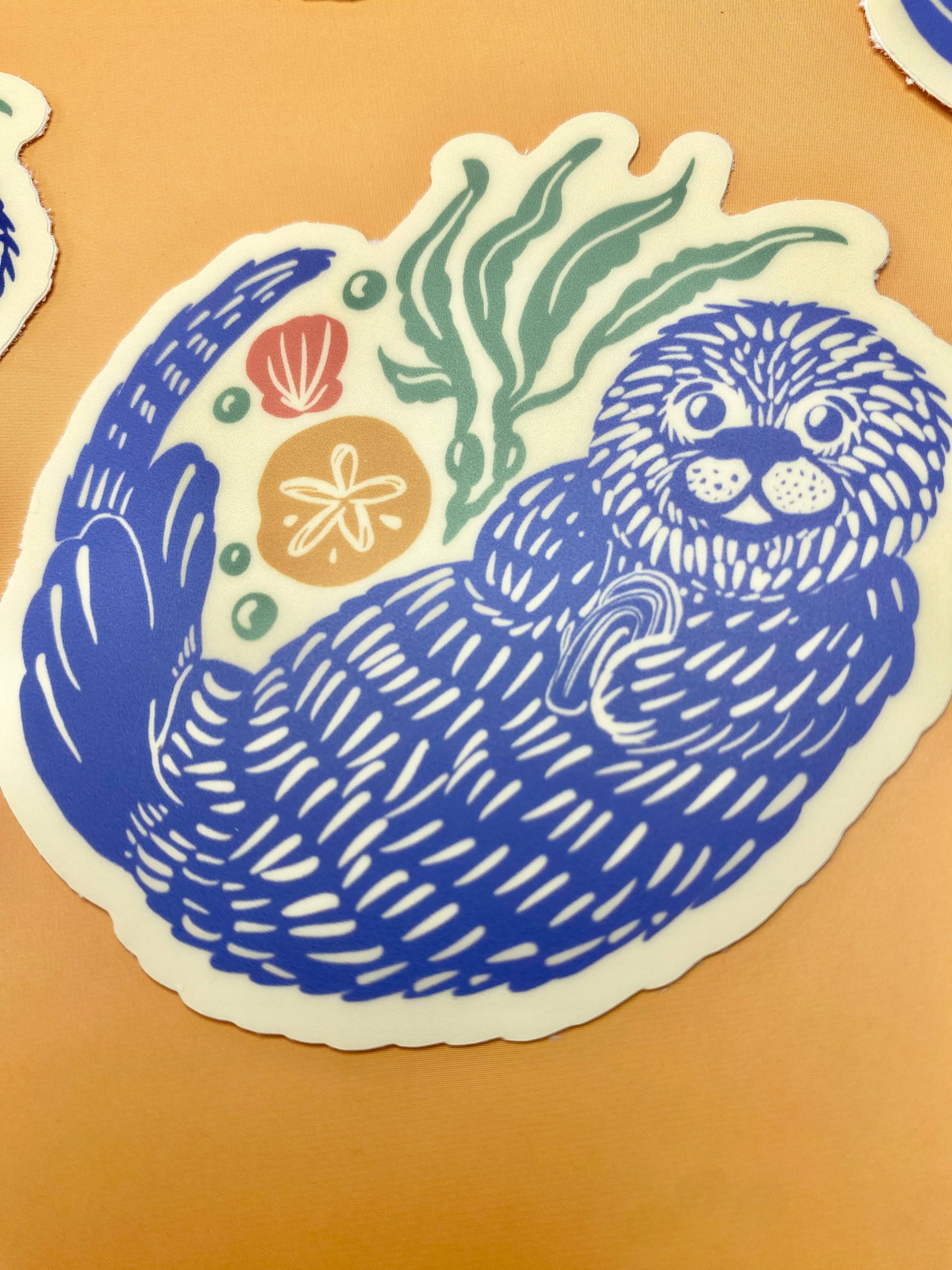 Melissa Pothier Art - Wholesale Sticker - Otter Sticker, Sea Otter, Marine Animal, Seashell, Ocean1