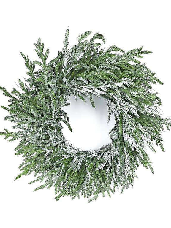 Couronne de pin de Norfolk enneigée, #X1725 pour la vente par Select Artificials, Inc.