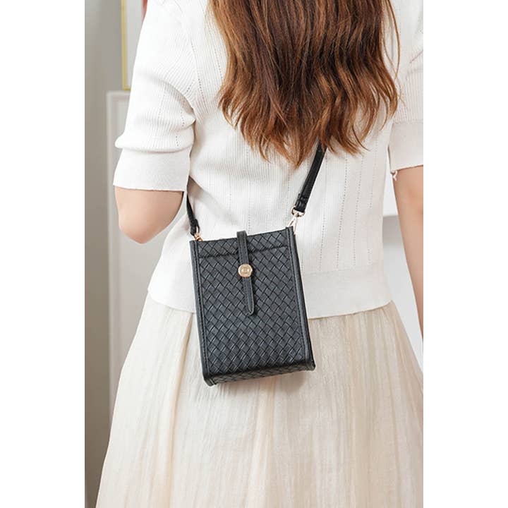 42POPS - Wholesale Crossbody Bag - Women's - ,..._ SI-26538 Woven Vegan Leather Parker Crossbody Shoulder Bag