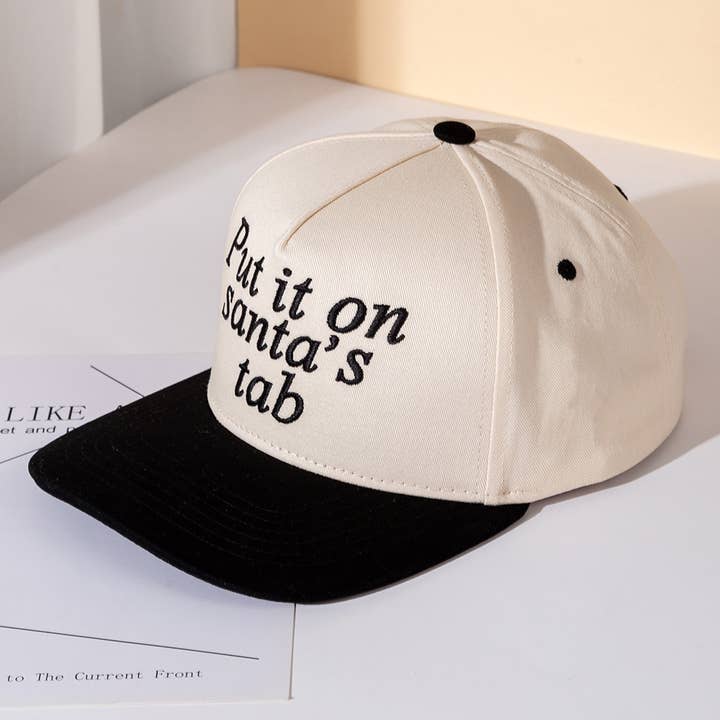 Sensibling Corp. - Wholesale Baseball Cap - Women's - PUT IT ON SANTA'S TAB Embroidered Five Panel Canvas Cap Hat2
