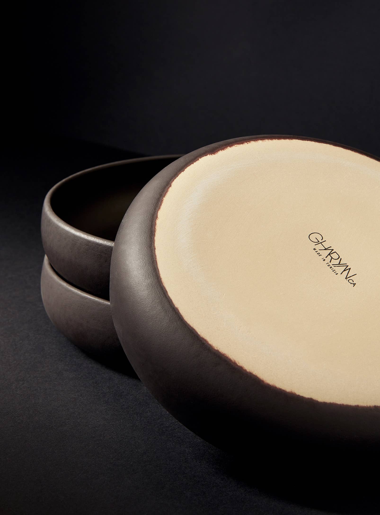 GHARYAN Stoneware & Olive Wood Tableware | Ships from USA - Wholesale Salad Plate - Handmade Stoneware Pasta/Salad Plate | Edan 7.9"8