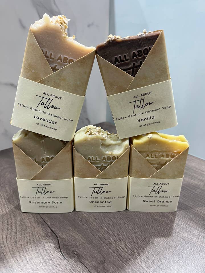 Tallow Goatmilk Oatmeal Soap for wholesale by All About Tallow