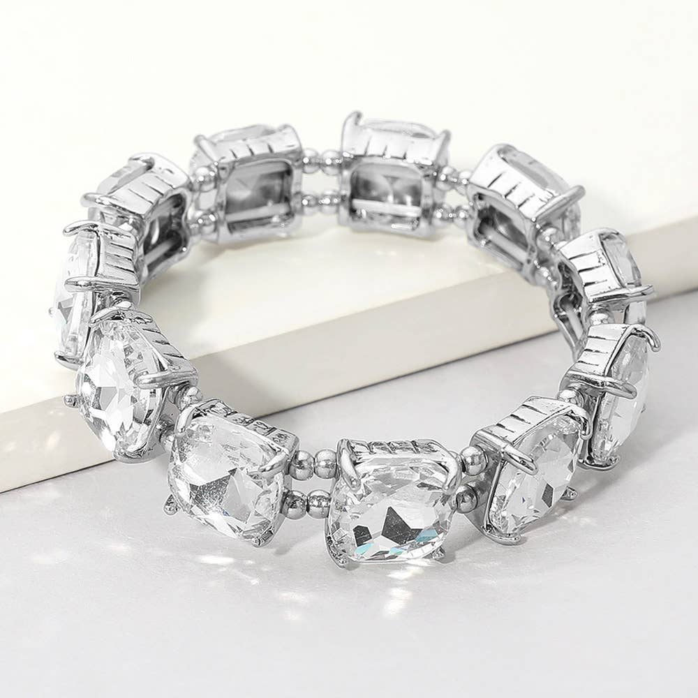 Sensibling Corp. - Wholesale Link & chain bracelet - Cushion Square Stone Stretch Evening Bracelet33