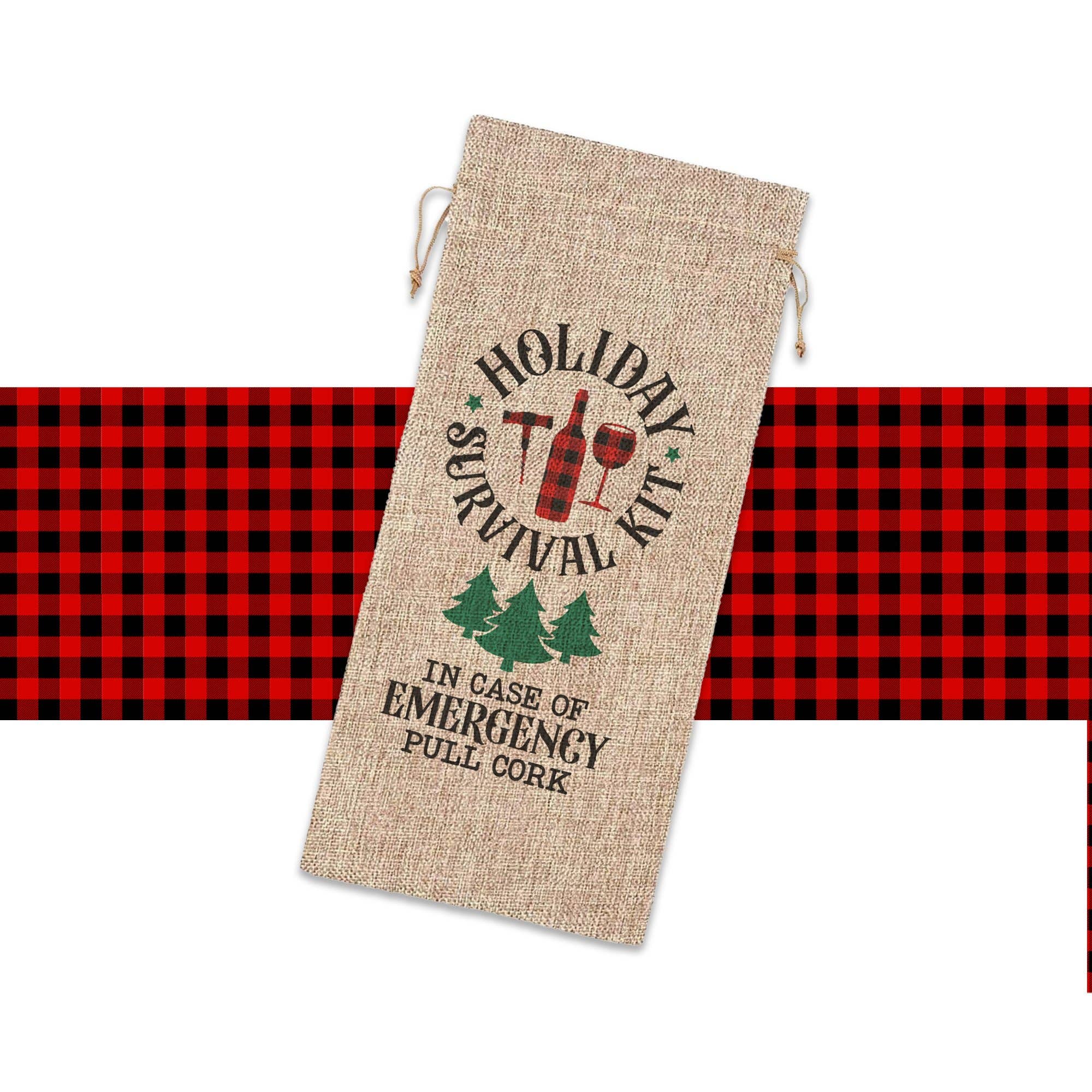 ZA Handmade Wholesale - Wholesale Wine Gift Bag - Funny Christmas Gifts Holiday Survival Kit In Case Of Emergency Pull Cork Single Wine Bottle Sac1