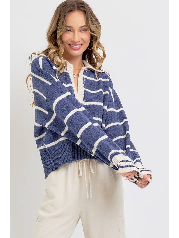 Sweet Lovely by Jen - Wholesale Knit Sweater - Women's - STRIPED EVERYDAY KNIT SWEATER37