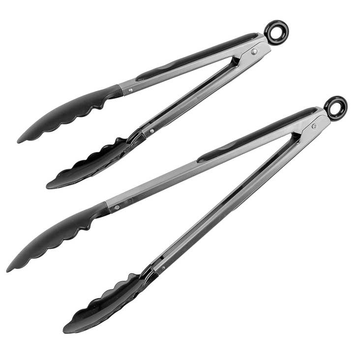 Fairly Odd Brands - Wholesale Kitchen tong - 12" & 9" Stainless Steel and Plastic Kitchen Tongs, Set of 2