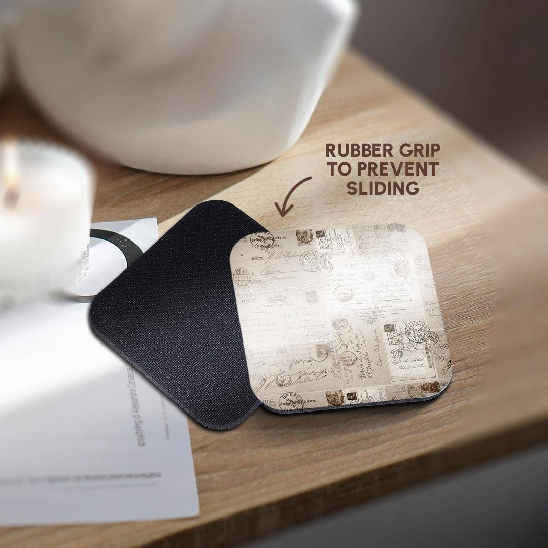 3dRose - Wholesale Coasters - 3dRose, Collage Of Old Letters And Postcards Sepia Color, Coaster10