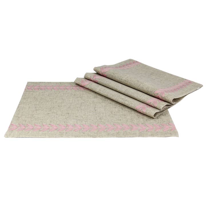 Placemats Florais Truesdale 14" x20", Conjunto de 4, Rosa por atacado de Xia Home Fashions & Manor Luxe