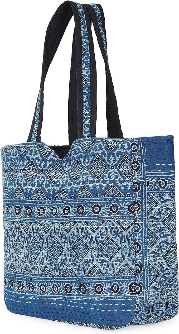 OMA - Eclectic Home - Wholesale Tote Bag - Women's - Cotton Quilted Boho Beach Bag Hippie Casual Beach Tote Bag -4
