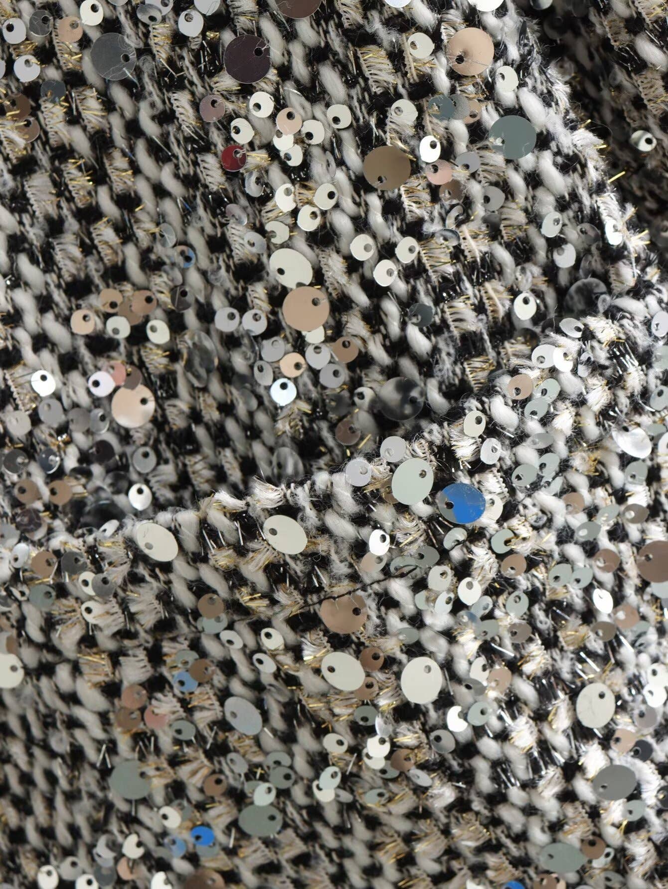 silver sequin tweed bomber jacket for wholesale on Faire8