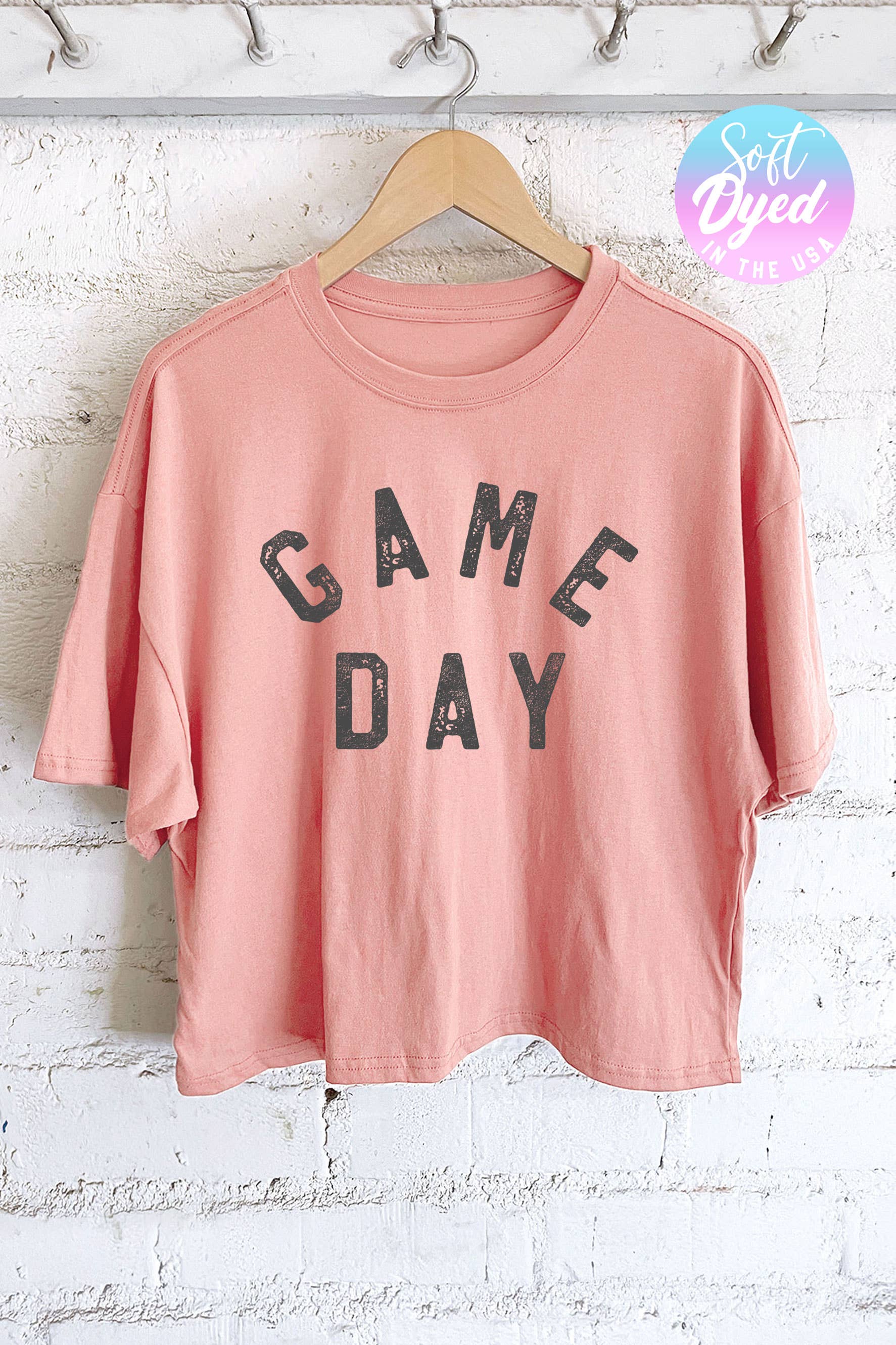 Rustee Clothing - Vente T-shirt sérigraphié – femme - HAUT COURT LONG AVEC MOTIF GAME DAY2