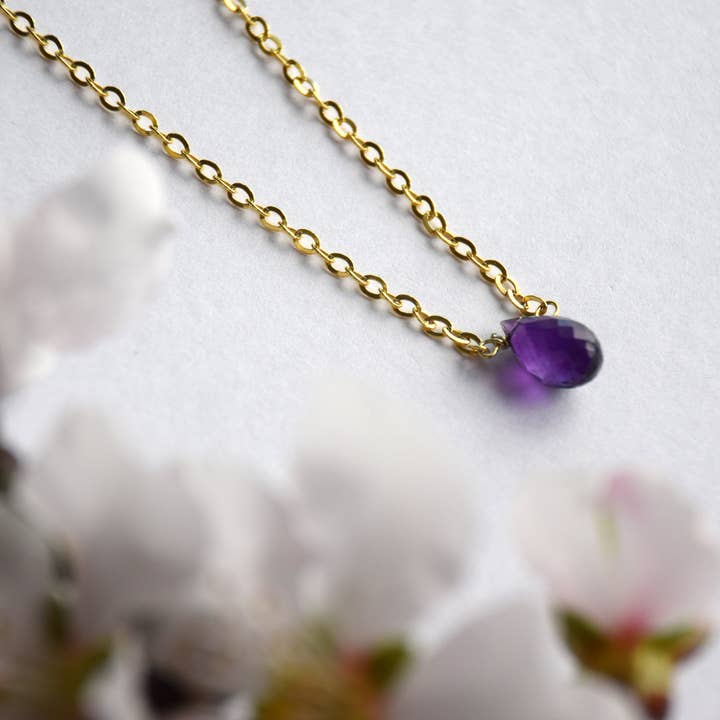 Ametyst halskæde, februar Birthstone, lille krystal choker for engroshandel hos Aspasia Jewellery