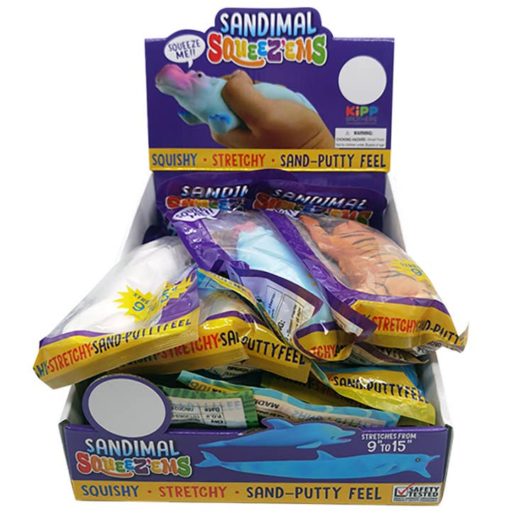 Kipp Brothers - Wholesale Squishy Toy - Kids & Baby - LARGE SQUEEZE SAND ANIMALS 12 PIECES PER DISPLAY