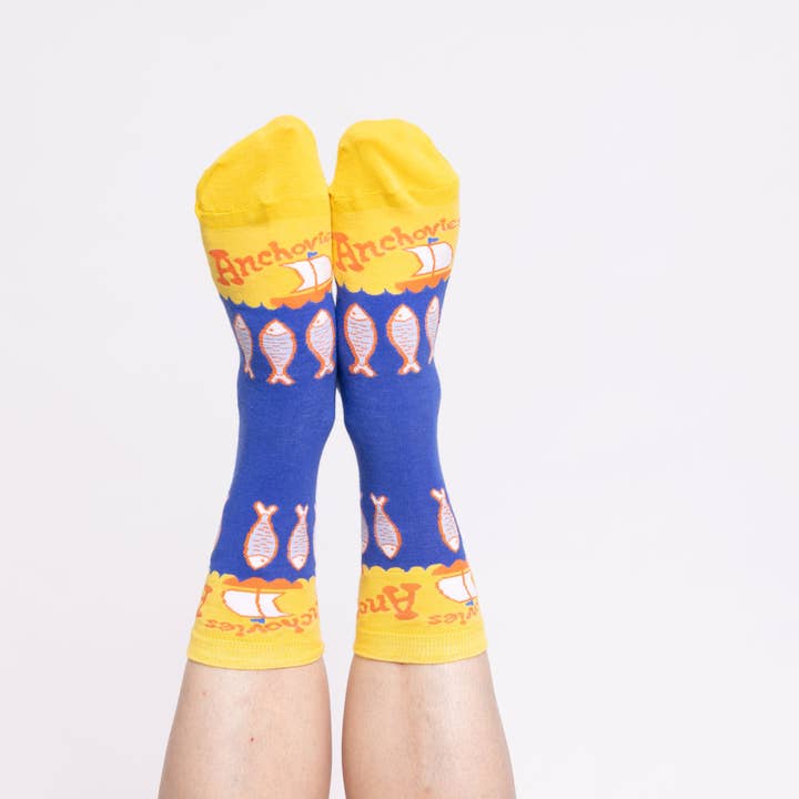 Yellow Owl Workshop - Wholesale Socks - Unisex - Anchovies - Small Crew Socks - Foodie Gift3