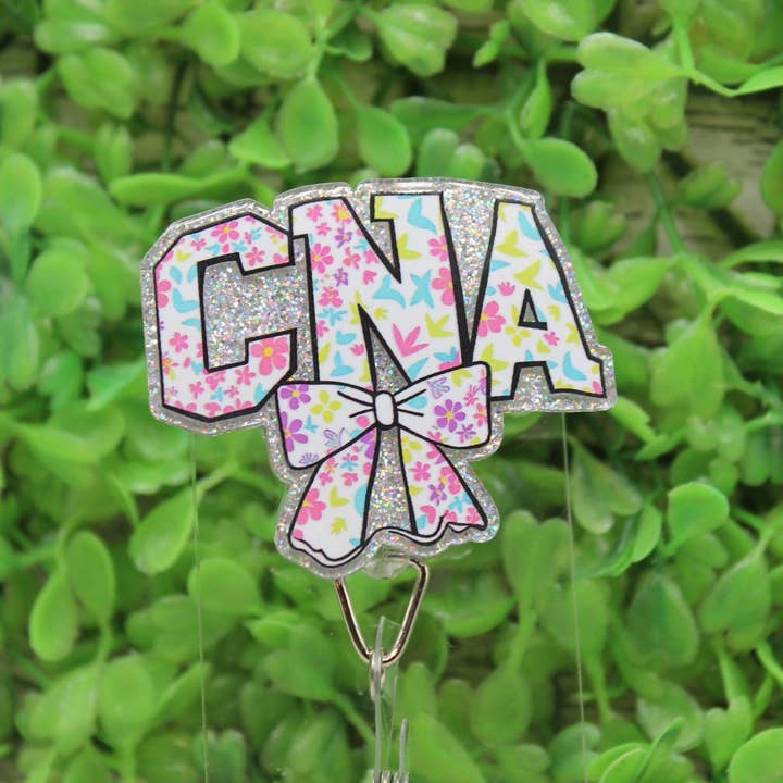 CNA Colorful Floral Bow Badge Reel for wholesale by Hylidae Boutique