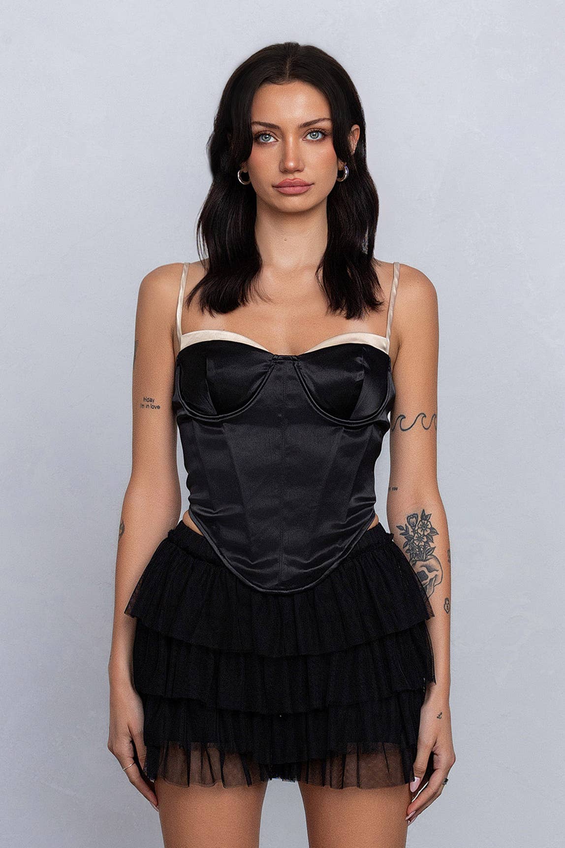 No Vacancy - Vente Bustier – femme - Camisole bustier à bretelles spaghetti en satin bicolore0
