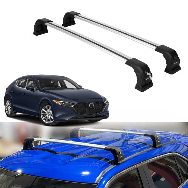 ERKUL Roof Rack Cross Bars Fits Mazda 3 Hatchback 2019-2026 Lockable Silver for wholesale by Erkul Auto USA