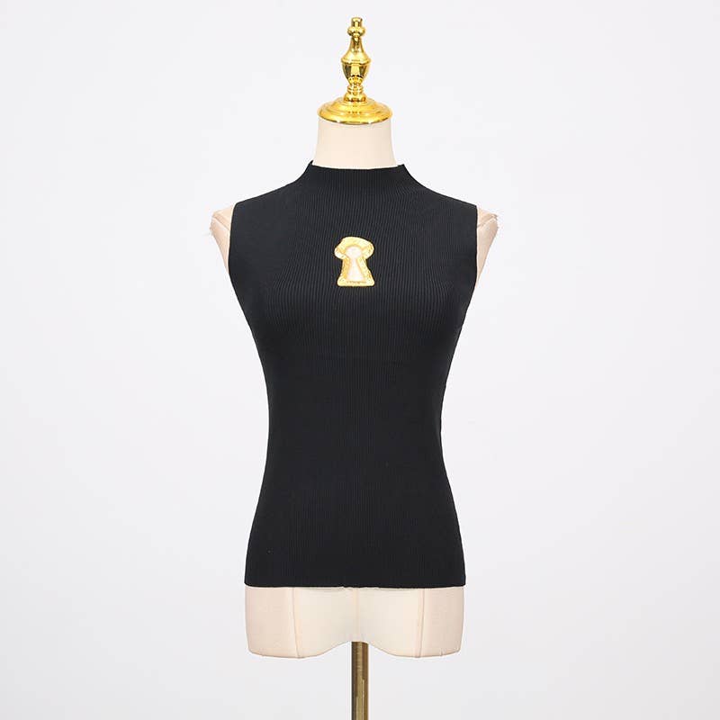 Productseeker - Wholesale Knit Top - Women's - TP46Y High-neck sleeveless vest with keyhole accent15