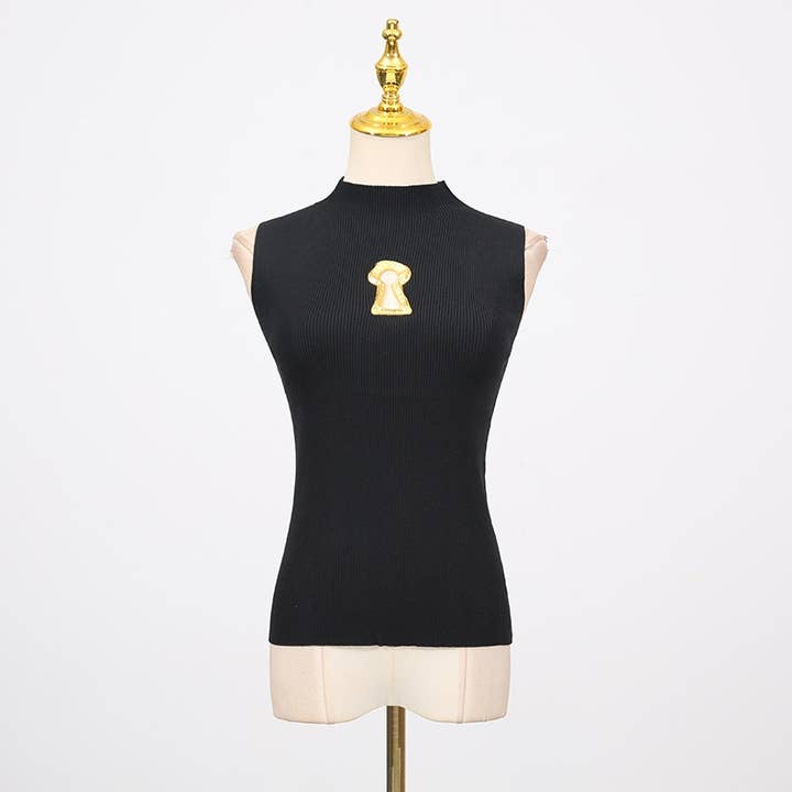 Productseeker - Wholesale Knit Top - Women's - TP46Y High-neck sleeveless vest with keyhole accent15