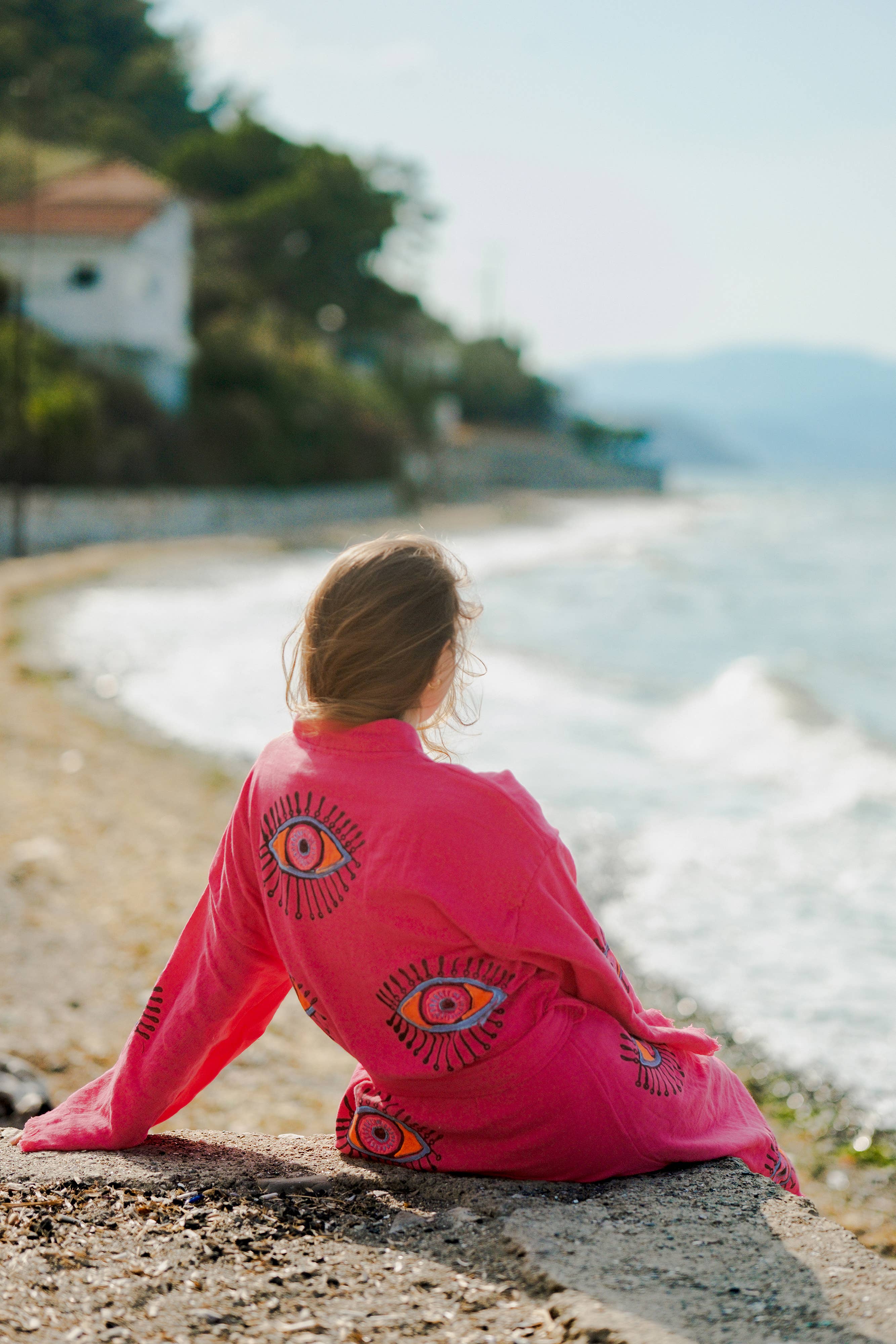 Moa – Kaftan - Mulher por atacado – Robe Evil Eye Rosa1