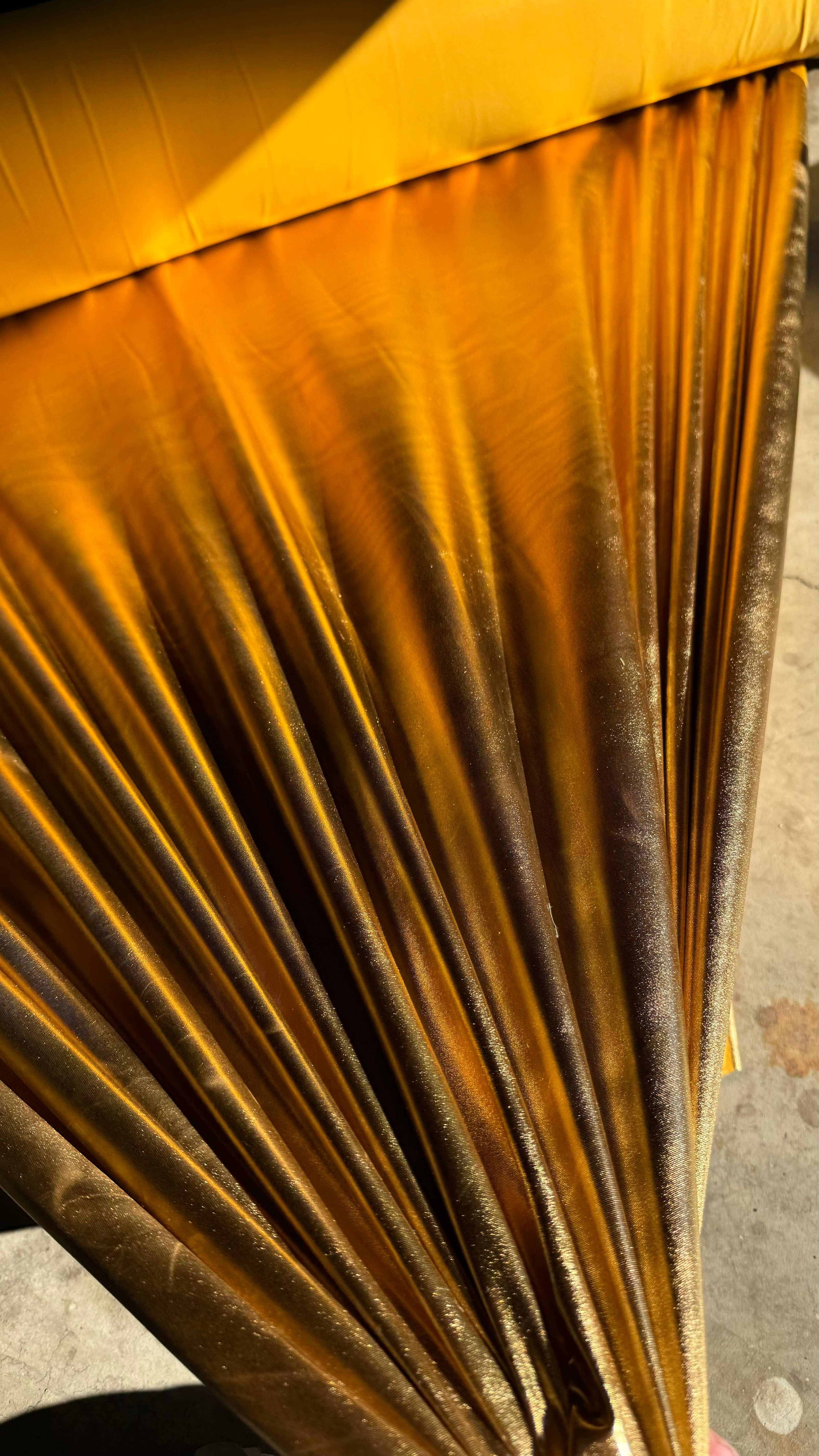 GalaTextile - Wholesale Fabric - Gold Spandex Lame Foil Stretch Metallic Fabric Gold Lame3