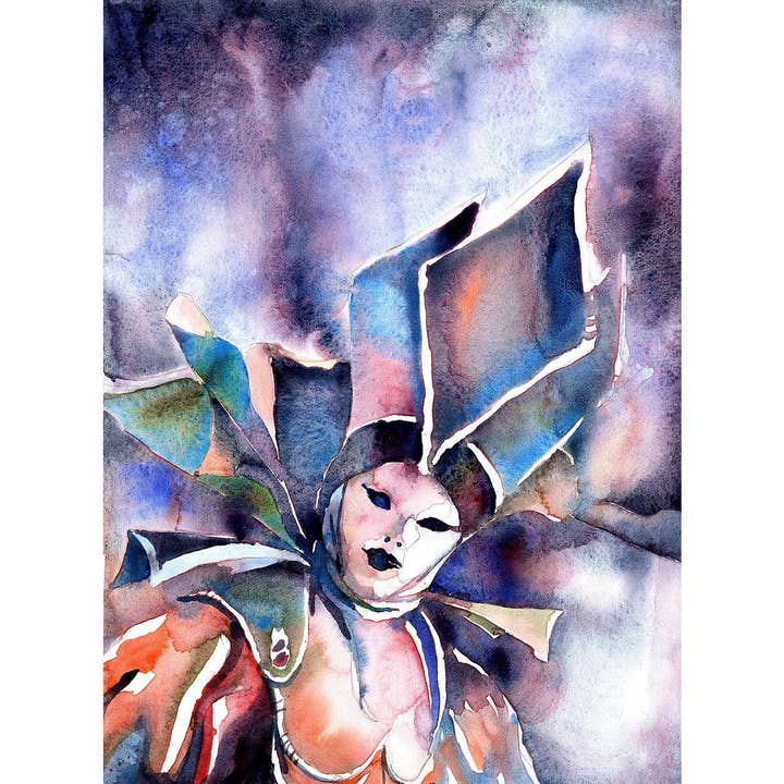 Carnaval de Venise, en Italie. Peinture de Venise Italie, décoration d'intérieur, art mural de carnaval, aquarelle, Italie, décoration d'intérieur, masque de Venise, Italie (impression) pour la vente par Ryan Fox Fine Art