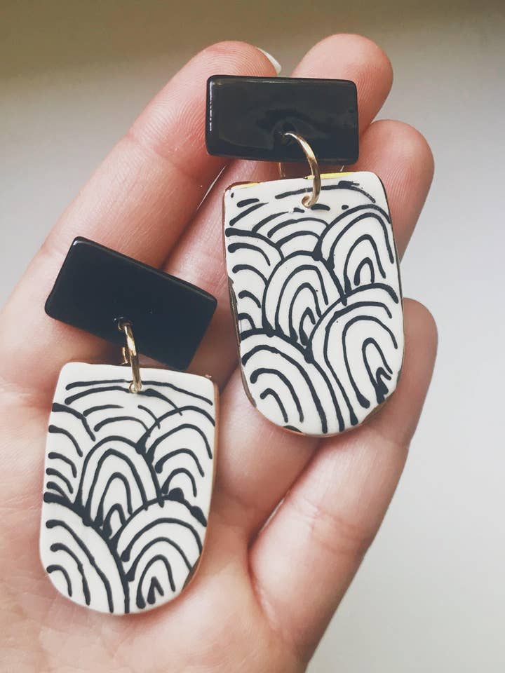 Lady Lie 22k Gold Rimmed Dangle Earrings for wholesale by Gloria Faye