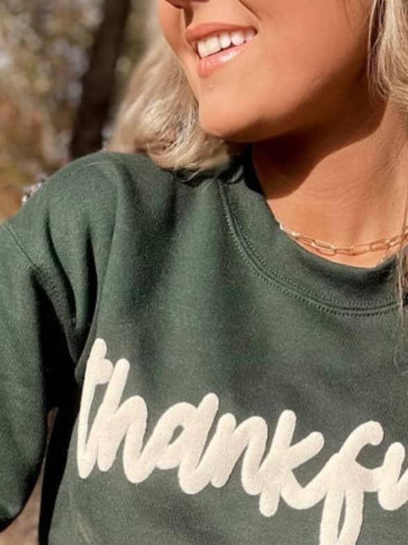 Everyday Wholesale - Wholesale Graphic Sweatshirt - Women's - Thankful Puff Print Sweatshirt0