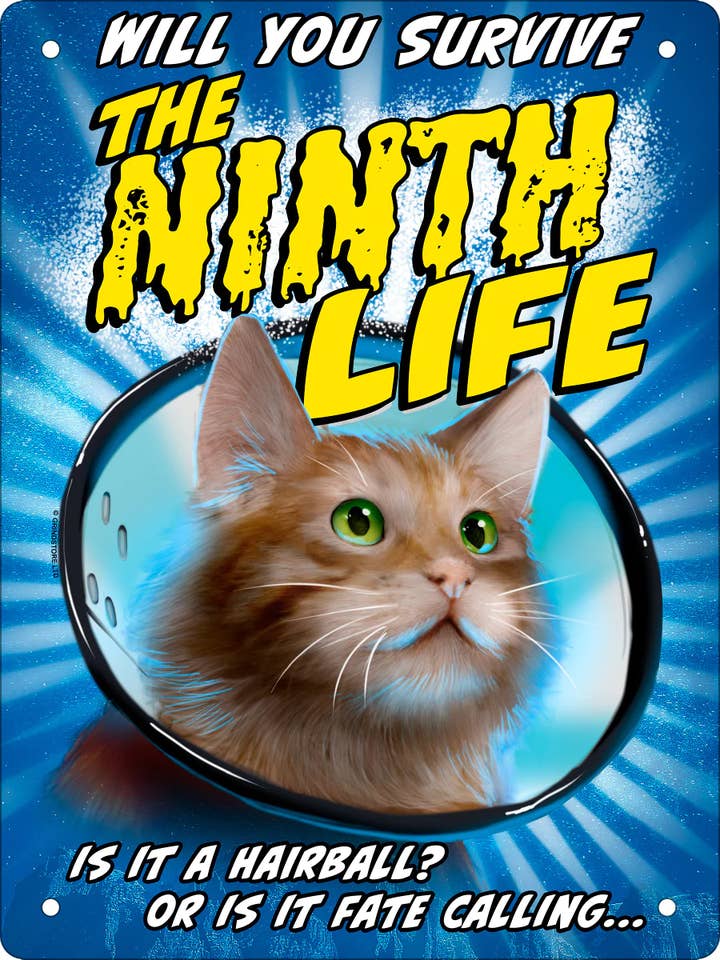 Vintage Horror Cats The Ninth Life Mini Tin Sign for wholesale by Grindstore