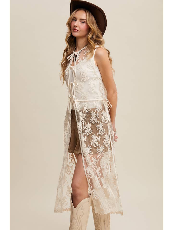 Listicle - Wholesale Outerwear Vest - Women's - Sheer Floral Embroidered Lace Vest17