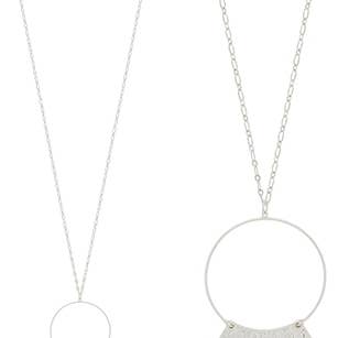 Silver öppen cirkel med fläktad form 32" halsband för wholesale av What's Hot