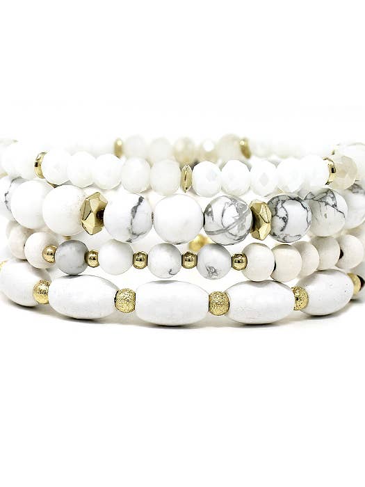 ( S227 ) CONJUNTO DE 4 PULSEIRAS ELÁSTICAS COM MISTURA DE PEDRAS SEMIPRECIOSAS por atacado de Jewelry Max