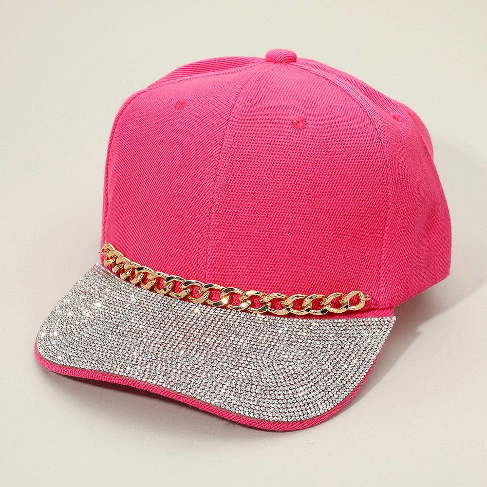 Sensibling Corp. - Wholesale Baseball Cap - Women's - Chain Detail Bling Studded Brim Baseball Cap0
