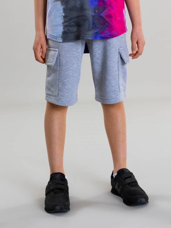 Cargo Pocket Track Short For Boys - Grey for wholesale by Pear